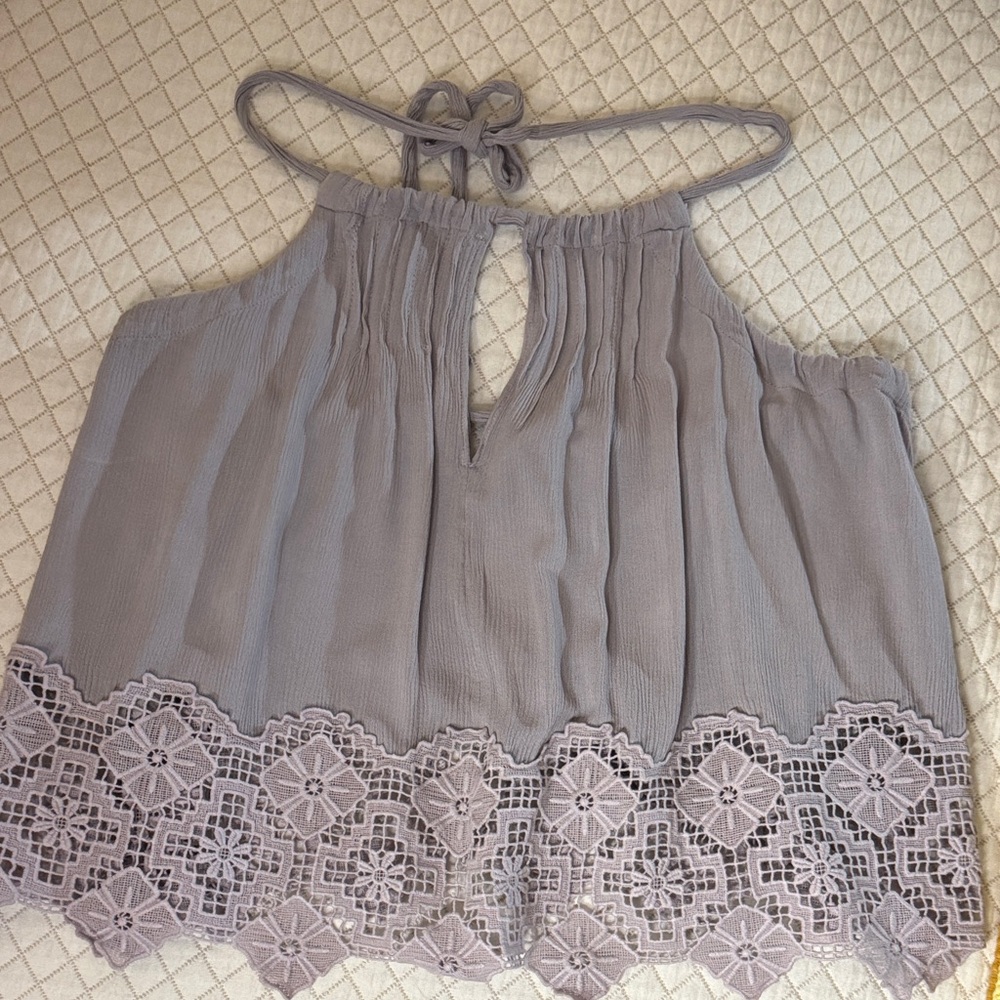 Free People Grey Lace Hem Camisole